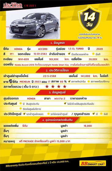 Honda Accord 2020.0 มือสอง เบนซิน ไมล์  จัดไฟแนนซ์ได้ มือเดียว - Image 2