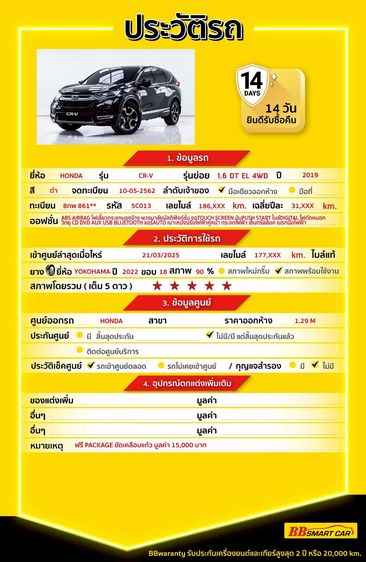 Honda CR-V 2019.0 มือสอง เบนซิน ไมล์  ไม่เคยชน เช็กศูนย์ทุกระยะ - Image 2