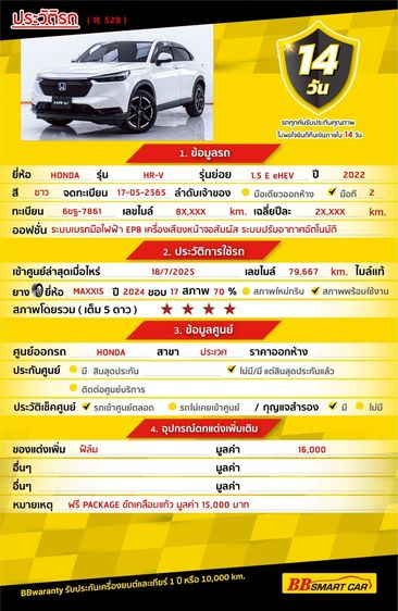 Honda HR-V 2022.0 มือสอง ไฮบริด ไมล์  สภาพนางฟ้า เครดิตดีออกรถ 0 บาท - Image 2