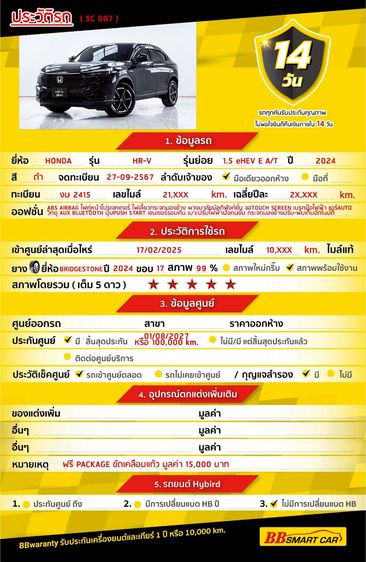 Honda HR-V 2024.0 มือสอง ไฮบริด ไมล์ รถบ้านแท้ ไม่เคยชน - Image 2